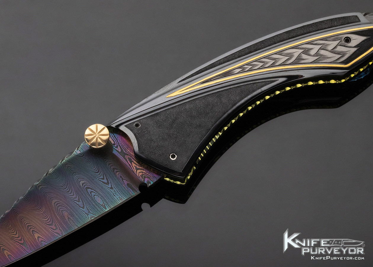 Van Barnett Custom Knife Sole Authorship Engraved and Sole Authorship Damascus Linerlock (Featured in a Video) - Image 2