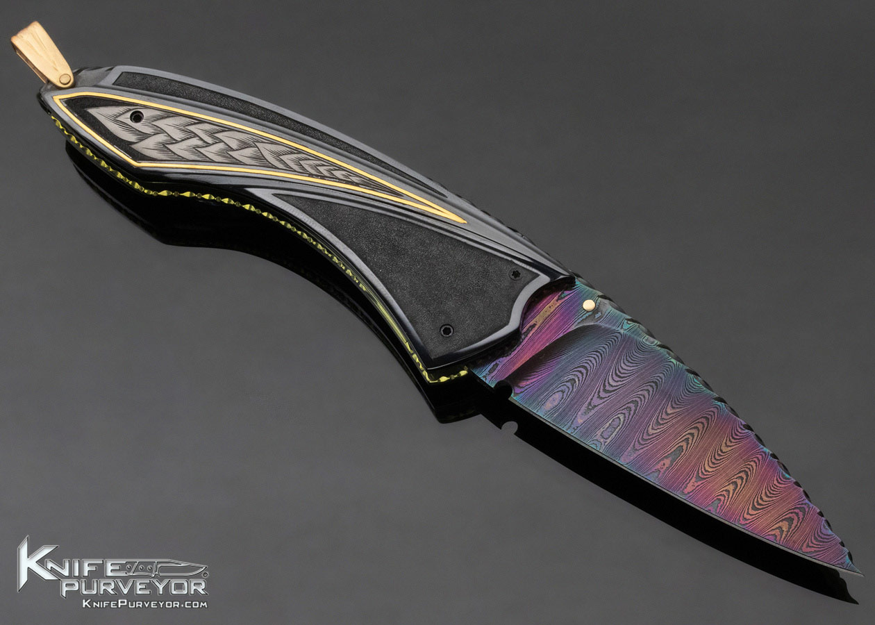 Van Barnett Custom Knife Sole Authorship Engraved and Sole Authorship Damascus Linerlock (Featured in a Video) - Image 4