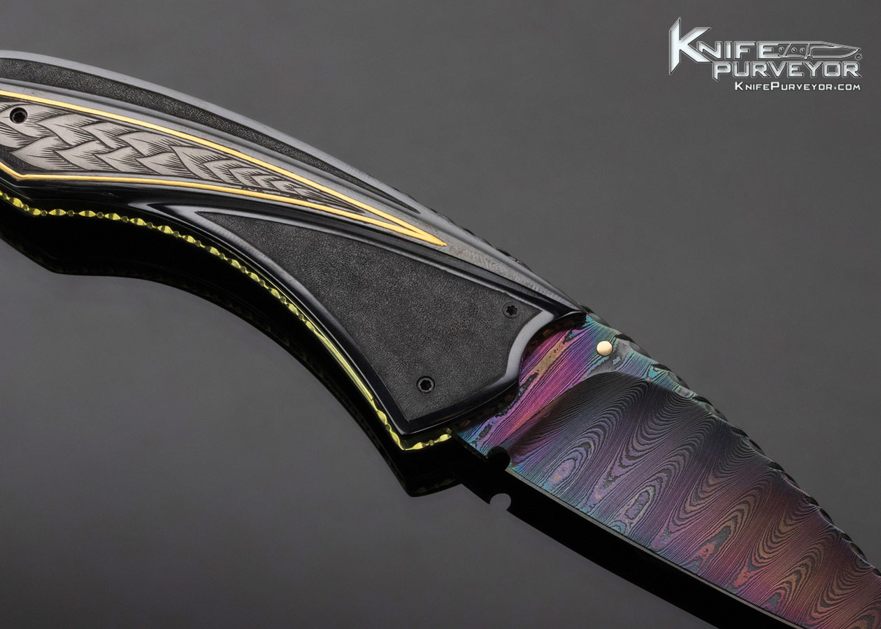 Van Barnett Custom Knife Sole Authorship Engraved and Sole Authorship Damascus Linerlock (Featured in a Video) - Image 5