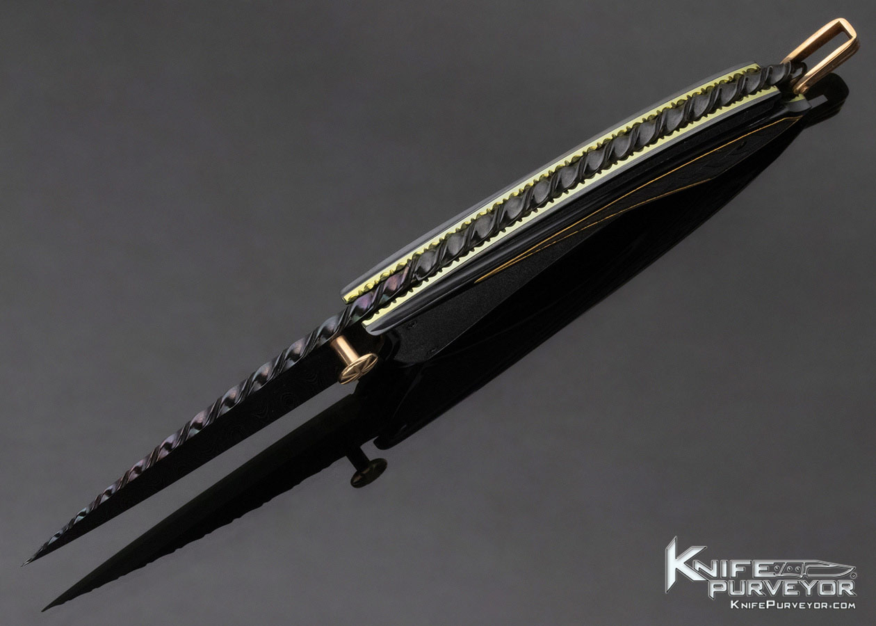 Van Barnett Custom Knife Sole Authorship Engraved and Sole Authorship Damascus Linerlock (Featured in a Video) - Image 6