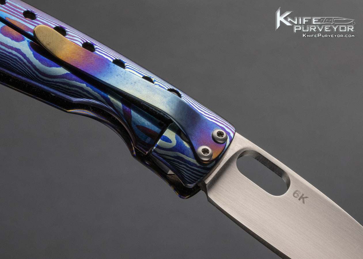 Tom Mayo Custom Knife Timascus and Stellite 6K Blade TNT Frame Lock - Image 4