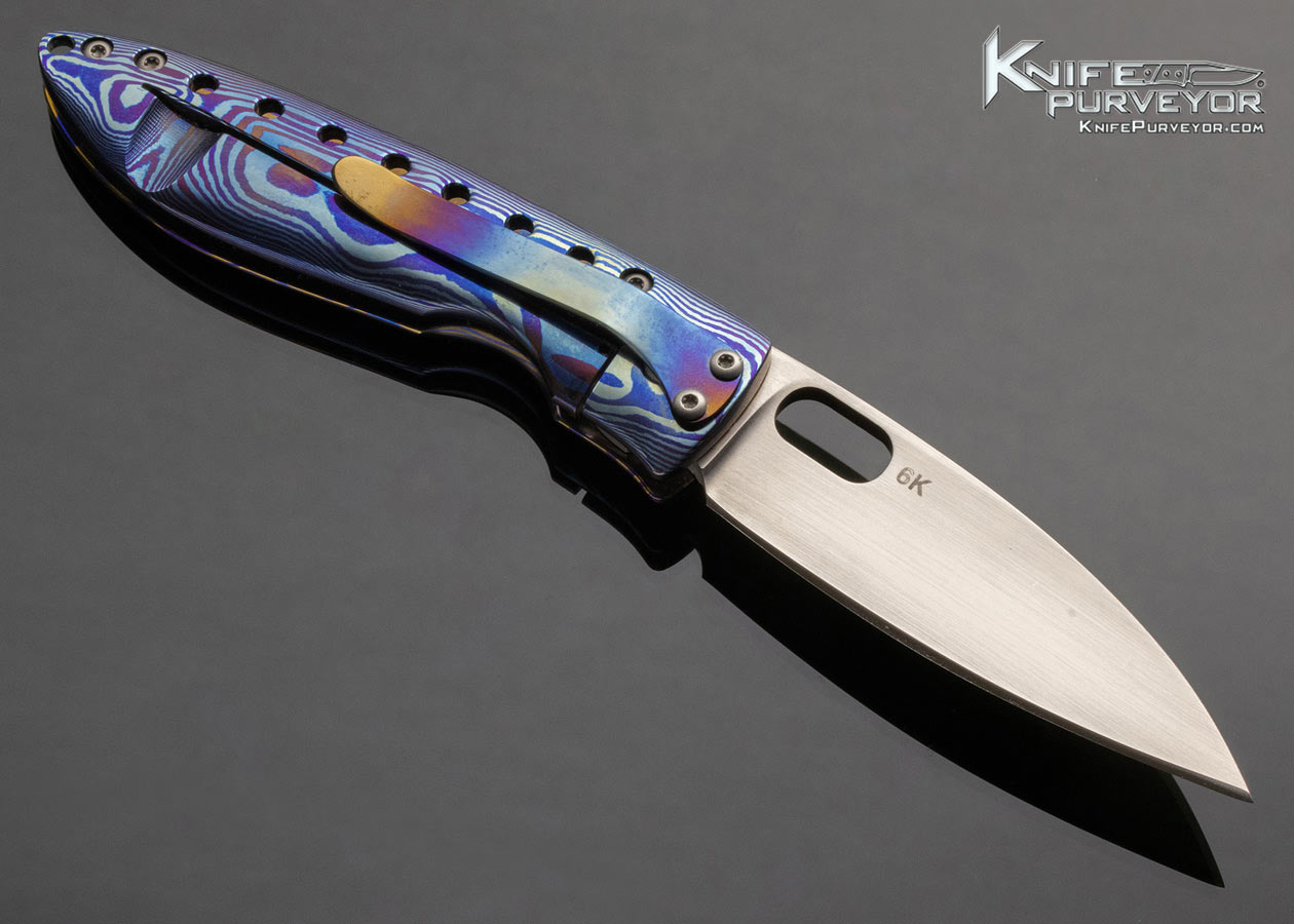 Tom Mayo Custom Knife Timascus and Stellite 6K Blade TNT Frame Lock - Image 3