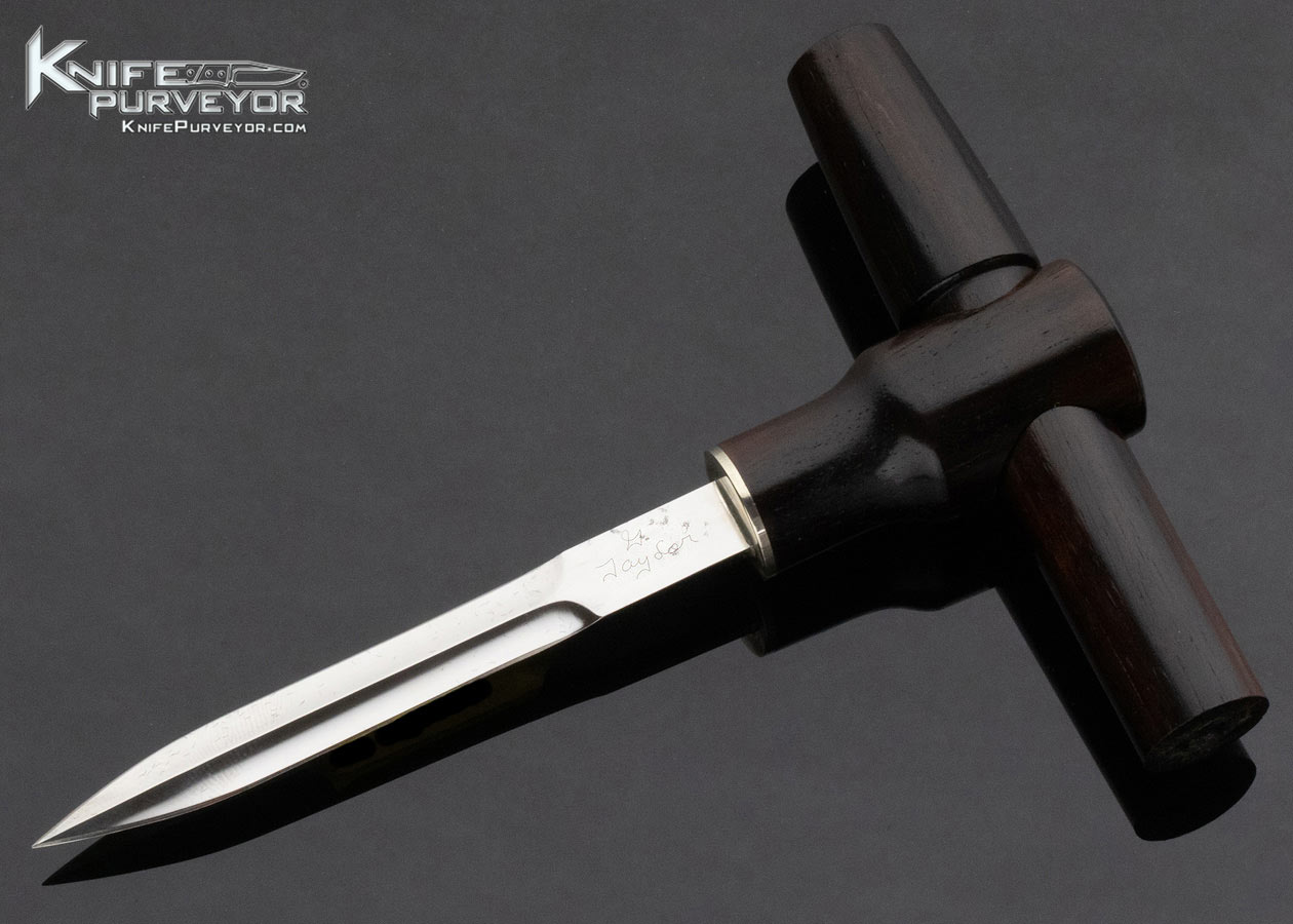 C Gray Taylor Custom Knife Desert Ironwood Ron Skaggs Scrimshawed Collapsible Push Dagger 12878