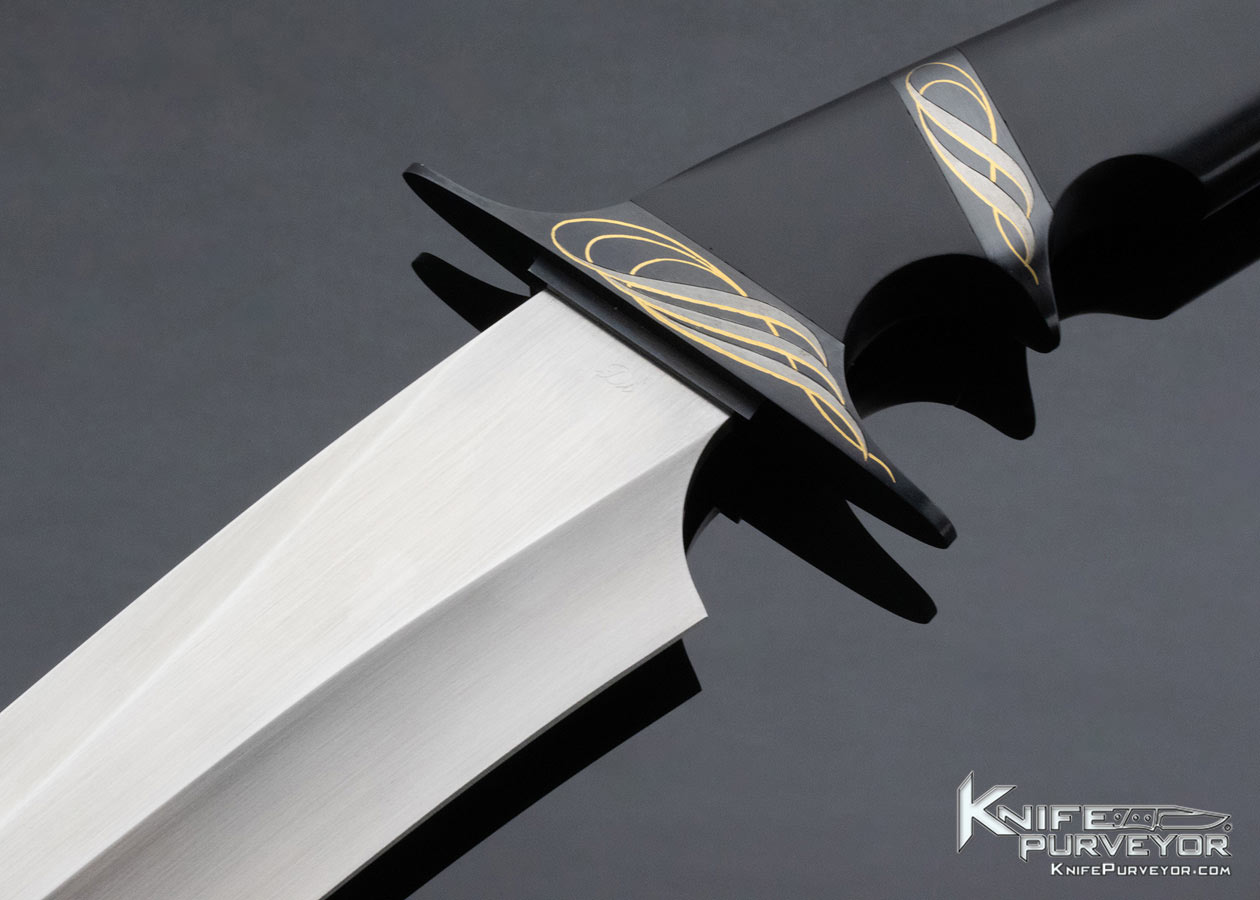 Dianna Casteel Custom Knife Ray Cover Jr. Engraved Sub Hilt Bowie with 24KT Gold Inlays - Image 2
