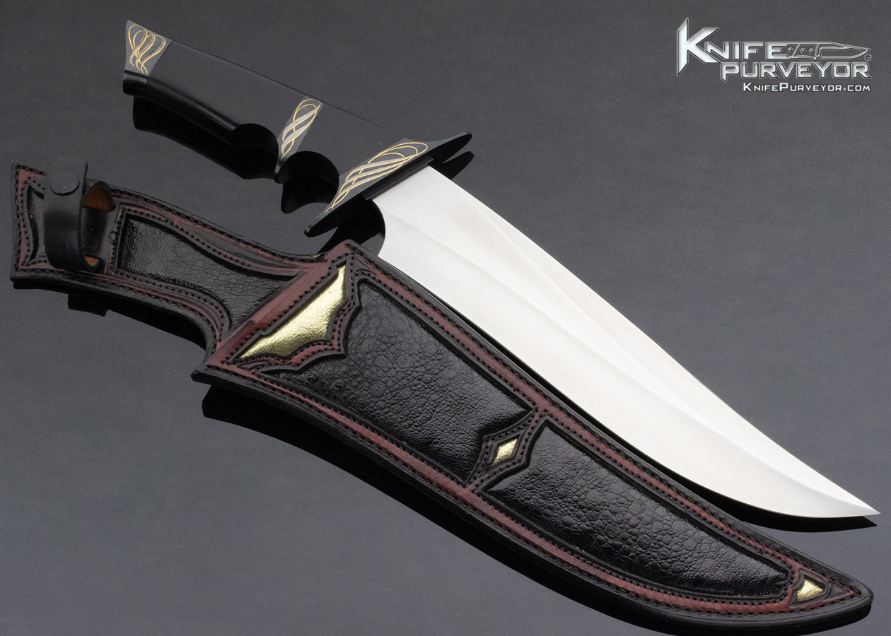 Dianna Casteel Custom Knife Ray Cover Jr. Engraved Sub Hilt Bowie with 24KT Gold Inlays - Image 5