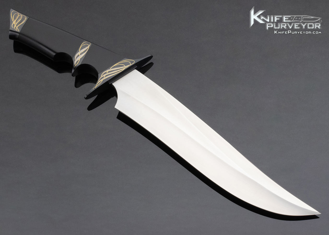 Dianna Casteel Custom Knife Ray Cover Jr. Engraved Sub Hilt Bowie with 24KT Gold Inlays - Image 4