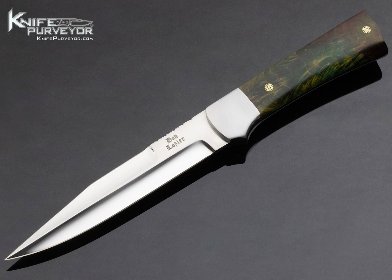 Don Lozier Custom Knife Dyed Wood Fixed w Stingray Sheath 13173