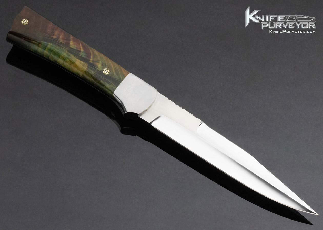 Don Lozier Custom Knife Dyed Wood Fixed w Stingray Sheath - Image 3