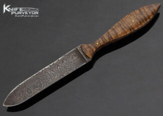 Harley Custom Knife Damascus Fixed Blade w Maple Wood Handle 13182