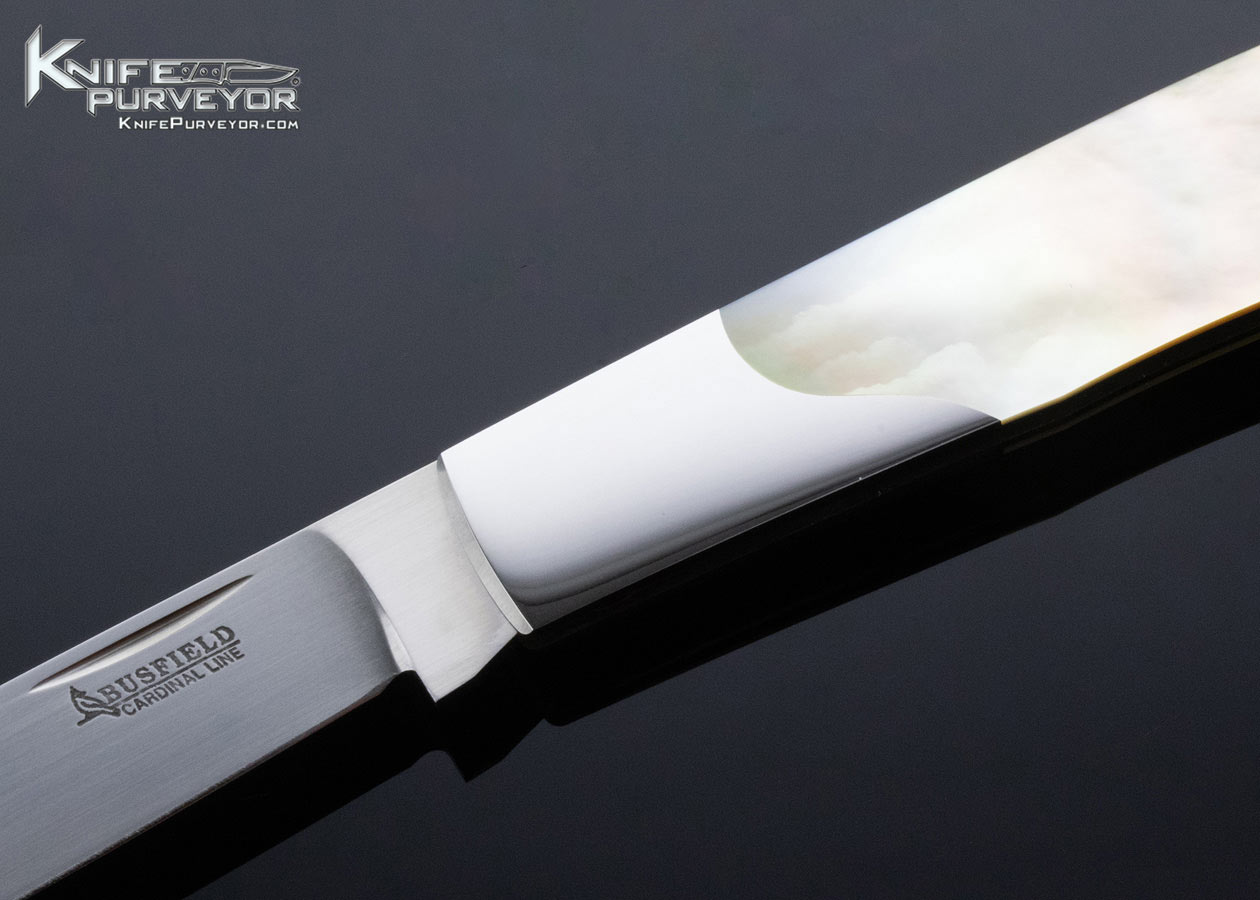 Jack Busfield Custom Knife South Sea Gold Lip Pearl Semi-Interframe Slipjoint - Image 2