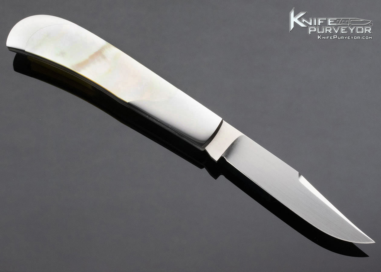 Jack Busfield Custom Knife South Sea Gold Lip Pearl Semi-Interframe Slipjoint - Image 4