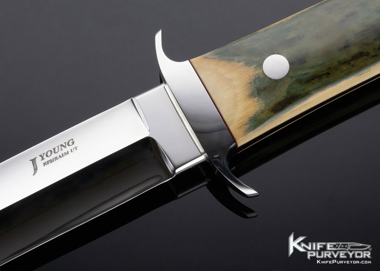 John Young Custom Knife Model 17 Fighter with Bark Mammoth and Stainless Steel Guard (Featured in a Video) - Image 2