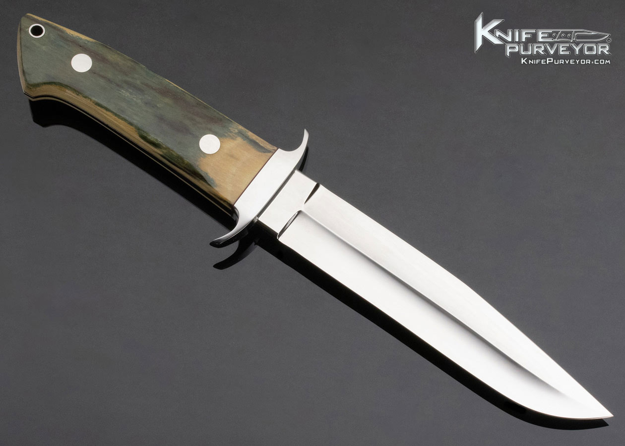 John Young Custom Knife Model 17 Fighter with Bark Mammoth and Stainless Steel Guard (Featured in a Video) - Image 3