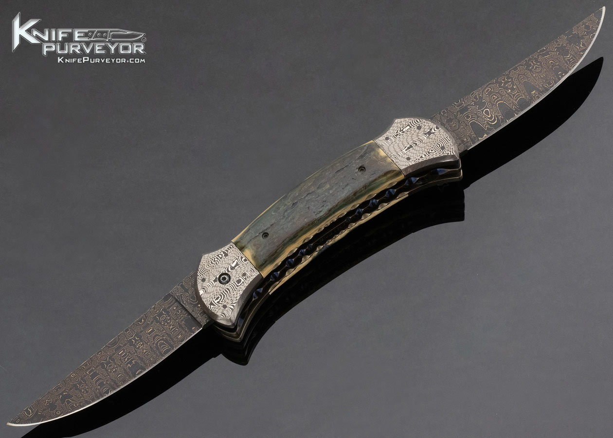 Philip Booth Custom Knife Mammoth and Damascus Double Bladed