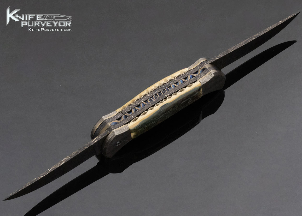 Philip Booth Custom Knife Mammoth and Damascus Double Bladed