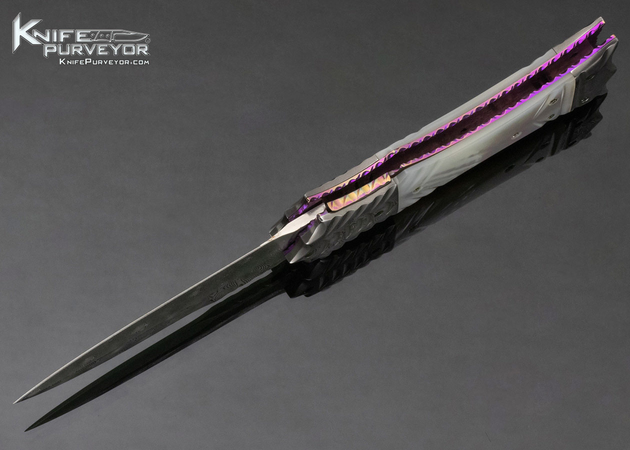 Rainy Vallotton Mother of Pearl and Damascus Automatic Linerlock 15360