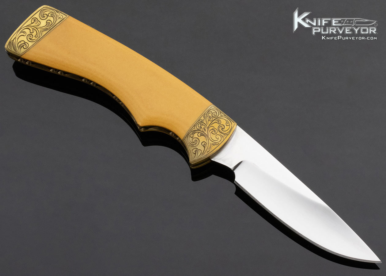 Scott Sawby Custom Knife Sawby/Mullin Westinghouse Micarta Engraved Button Lock 13141