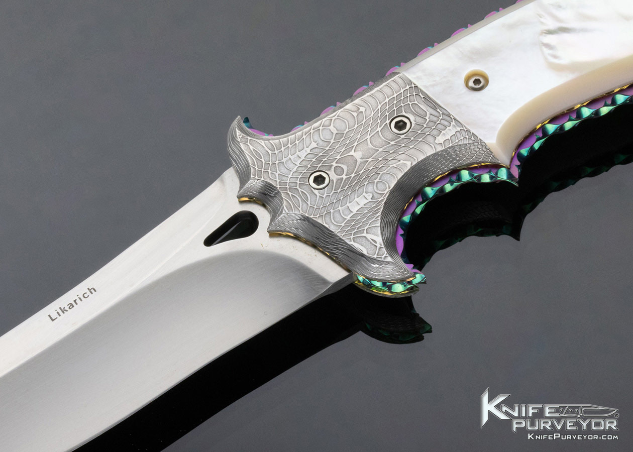 Steve Likarich Custom Knife Mother of Pearl and Damascus Persian Fixed Blade - Image 2