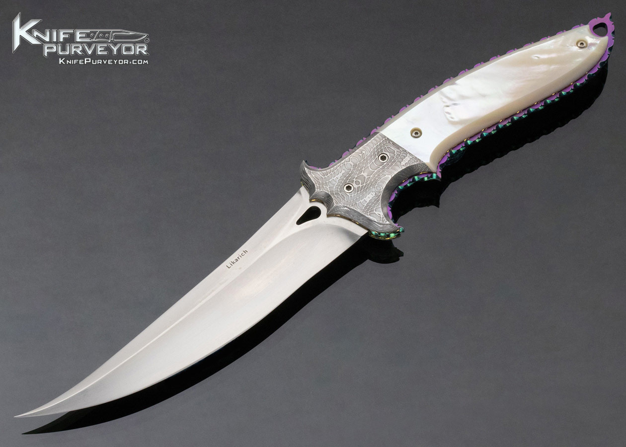 Steve Likarich Custom Knife Mother of Pearl and Damascus Persian