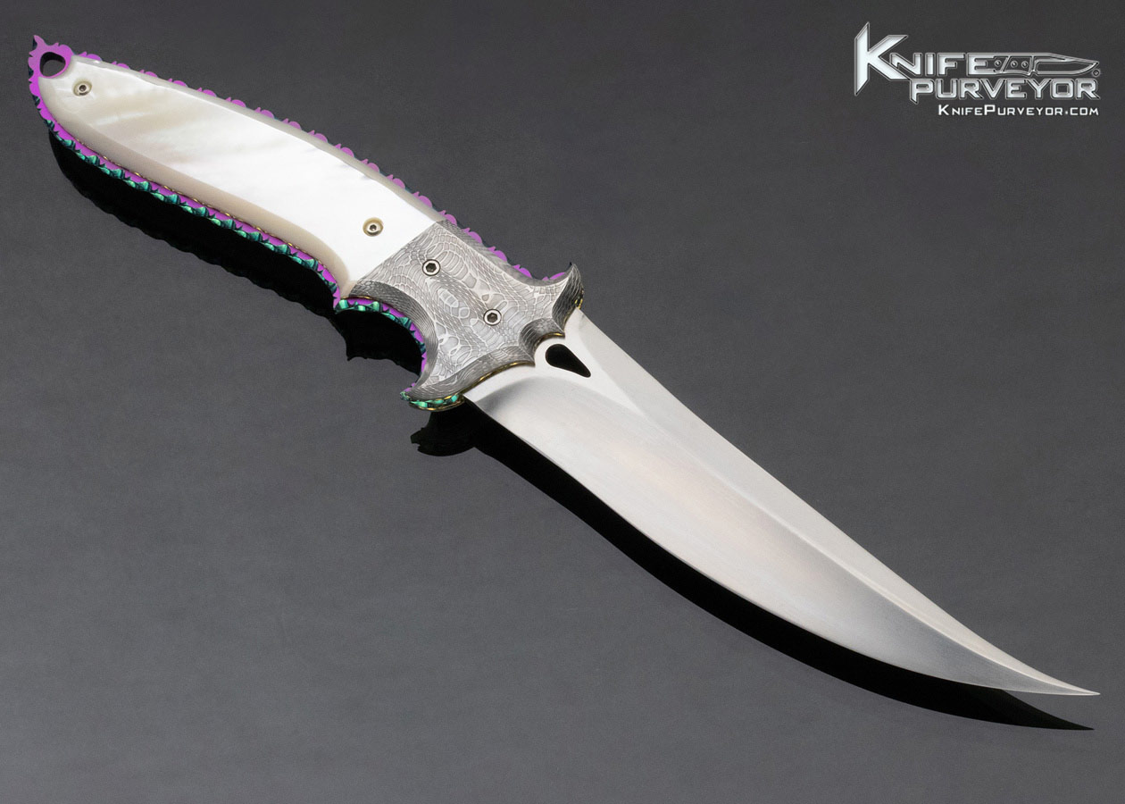 Steve Likarich Custom Knife Mother of Pearl and Damascus Persian Fixed Blade - Image 3