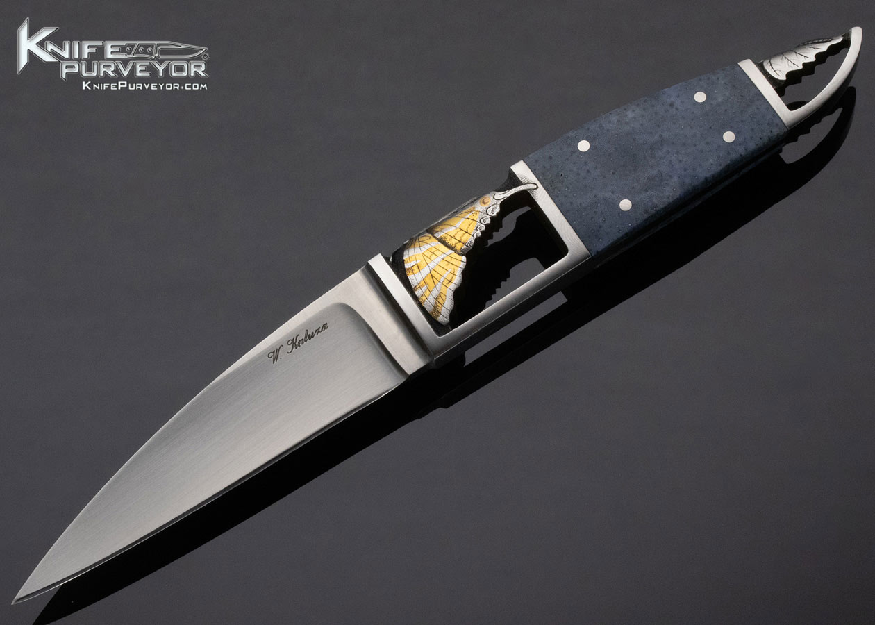 Werner Kaluza Custom Knife Sole Authorship Engraved Blue Coral Integral Fixed Blade 13272