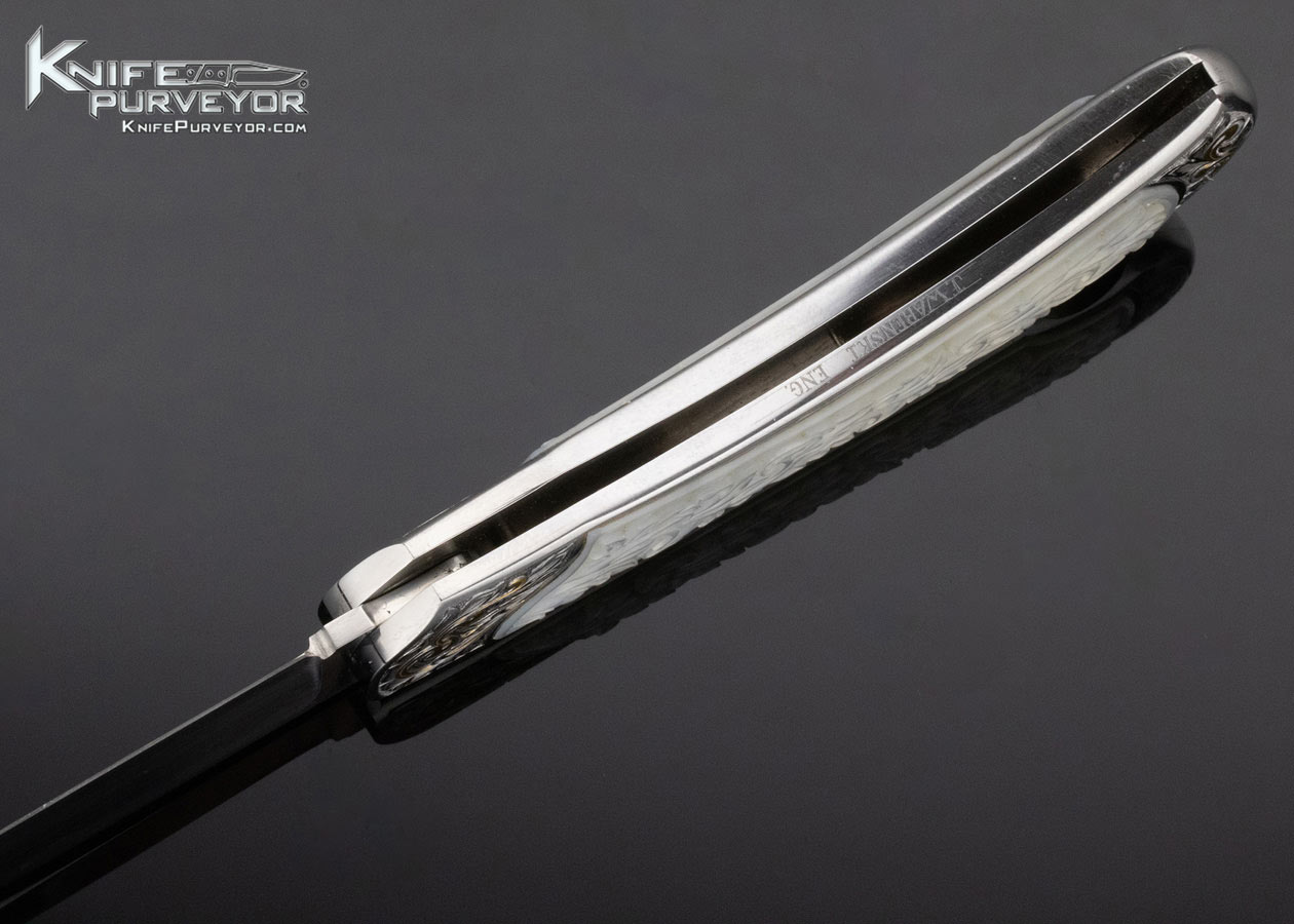 Buster Warenski Custom Knife Julie Warenski Engraved Carved Pearl Lockback - Image 7