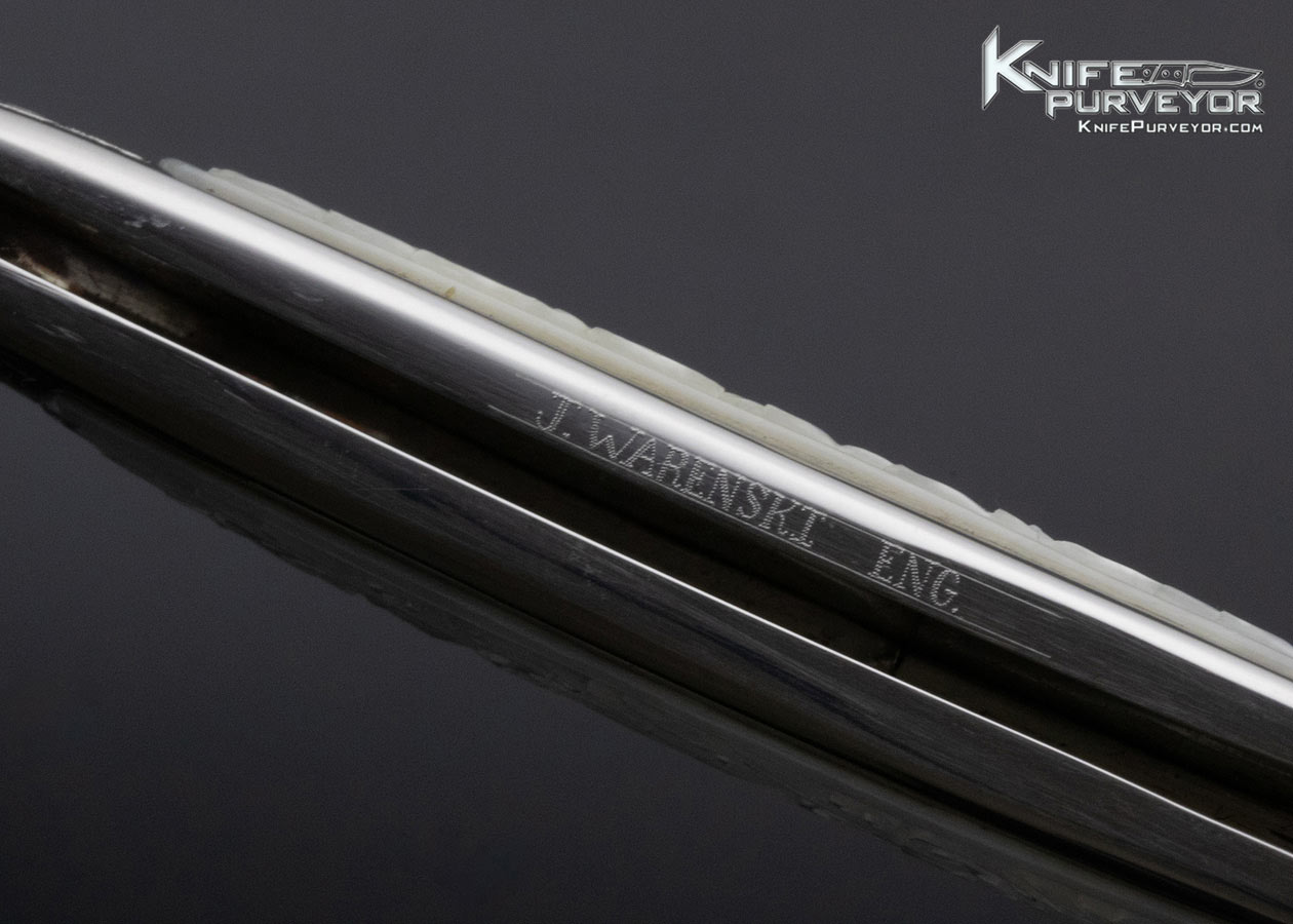 Buster Warenski Custom Knife Julie Warenski Engraved Carved Pearl Lockback - Image 6