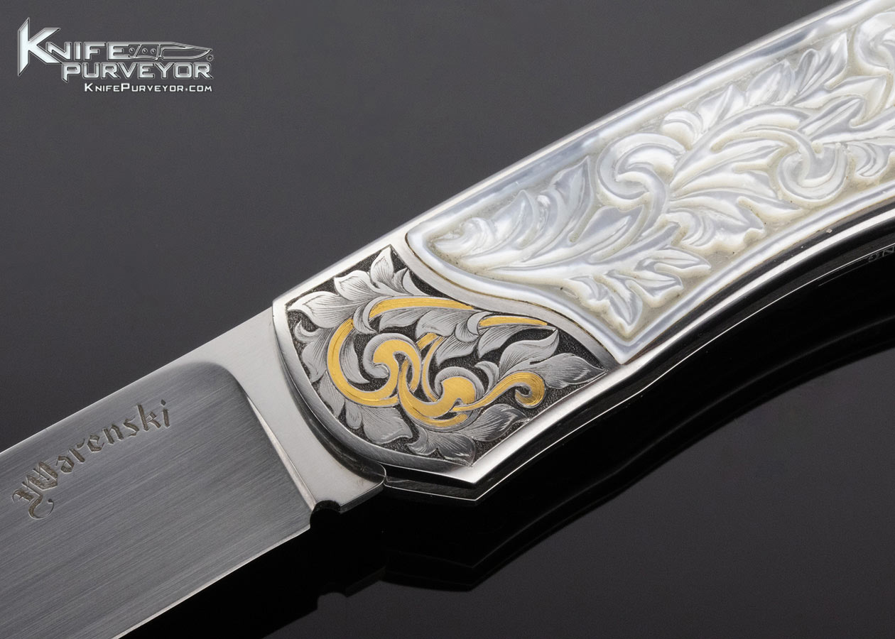 Buster Warenski Custom Knife Julie Warenski Engraved Carved Pearl Lockback - Image 2