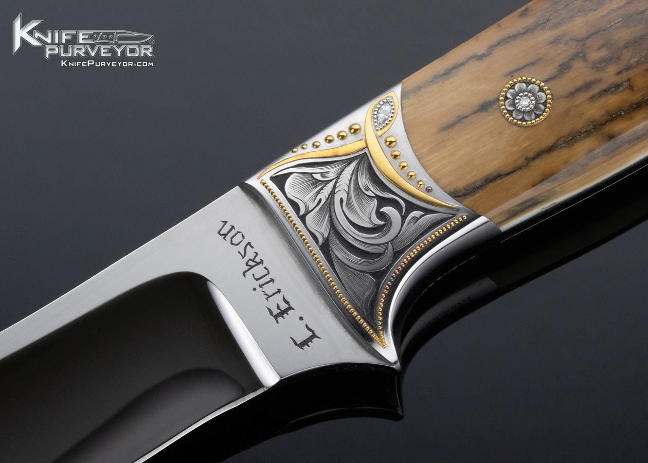 Curt Erickson Custom Knife Mammoth Skinner Engraved by Julie Warenski - Image 2