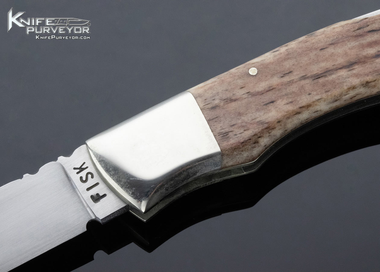 Jerry Fisk Custom Knife Giraffe Bone and Nickle Silver Lockback - Image 2