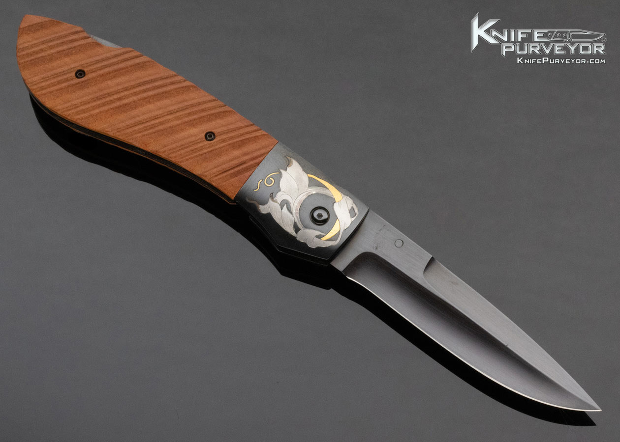 Jim Minnick Custom Knife Blued Sole Authorship Engraved with Pink Ivory Wood Lockback - Image 3