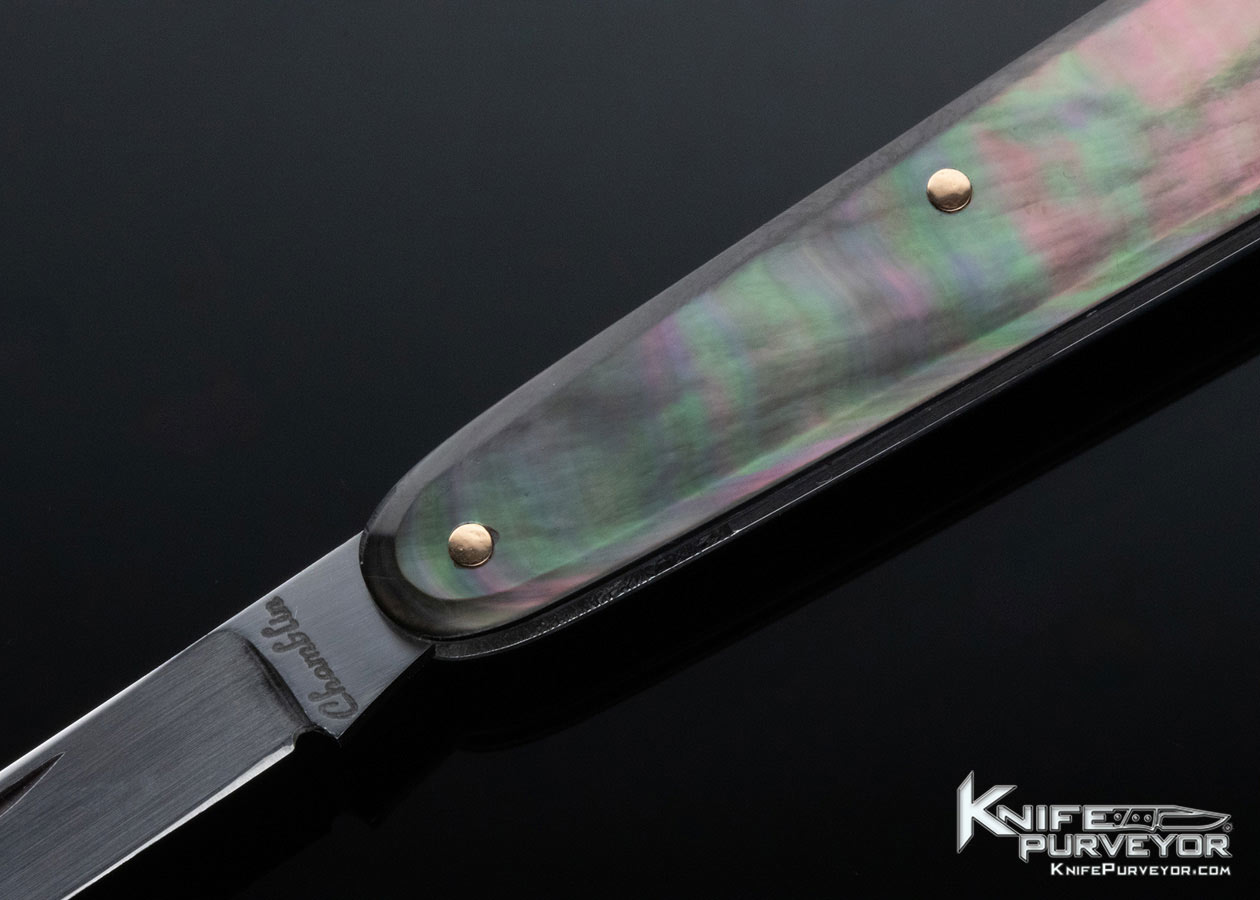 Joel Chamblin Custom Knife Black Lip Pearl 3 Blade, Sleeveboard Lobster Pattern Slip Joint - Image 2