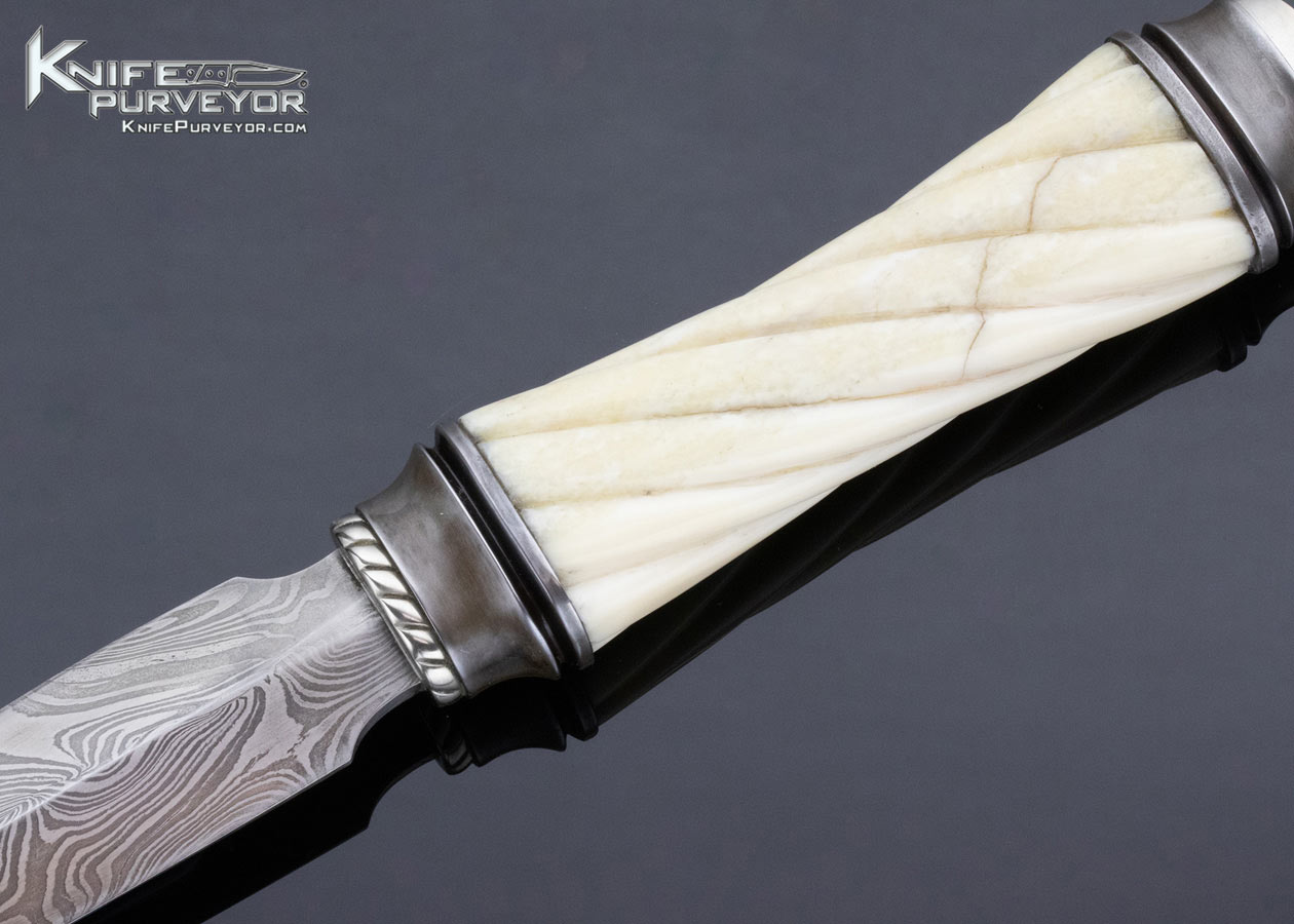 Kemal Custom Knife Fluted Walrus and Damascus Dagger - Image 2