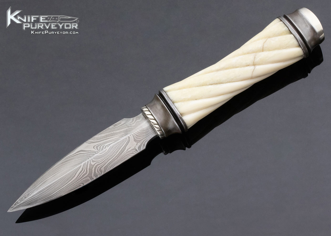 Kemal Custom Knife Fluted Walrus and Damascus Dagger 12881