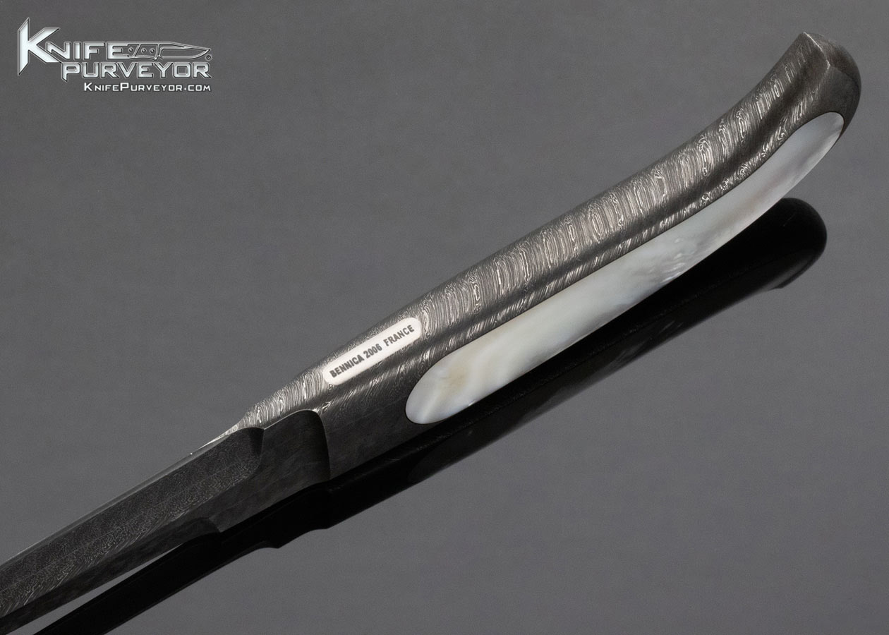 Charles Bennica Custom Knife Les Couteaux Passion "Integral Knives Gemeaux" Integral Claude Schosseler Mosaic Damascus Fixed Blade w Display Box - Image 6