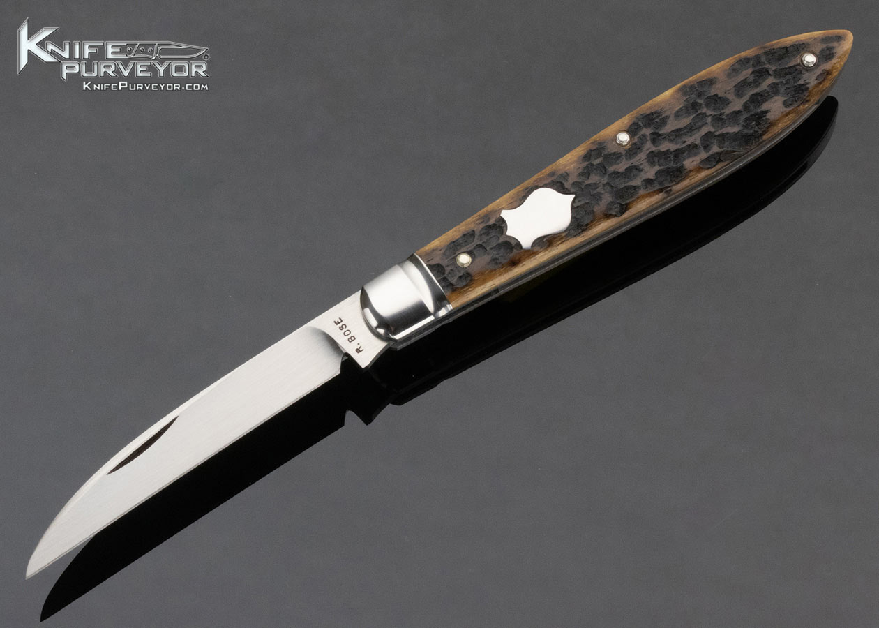 Reese Bose Custom Knife Jigged Bone Slipjoint with Federal Shield #2 13337