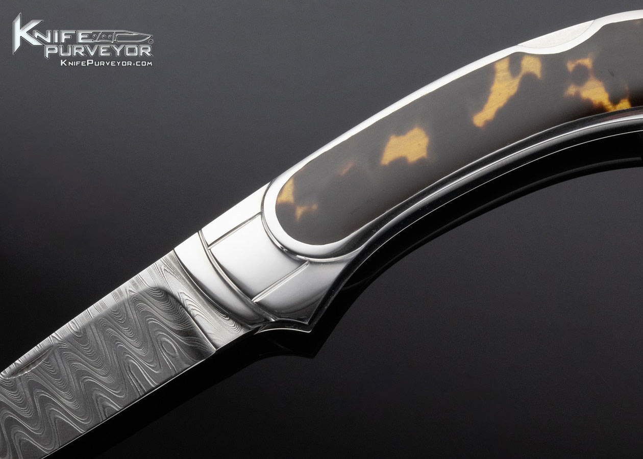 Ron Best Custom Knife Damasteel and Amber Interframe Lockback 13414