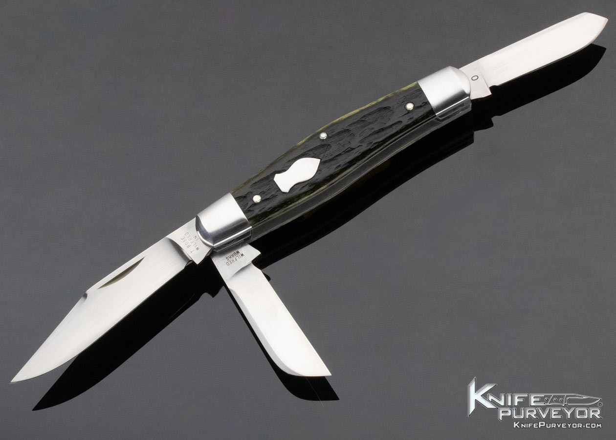 Tony Bose Custom Knife 3 Blade Jigged Bone with Federal Shield Slipjoint #0 13335