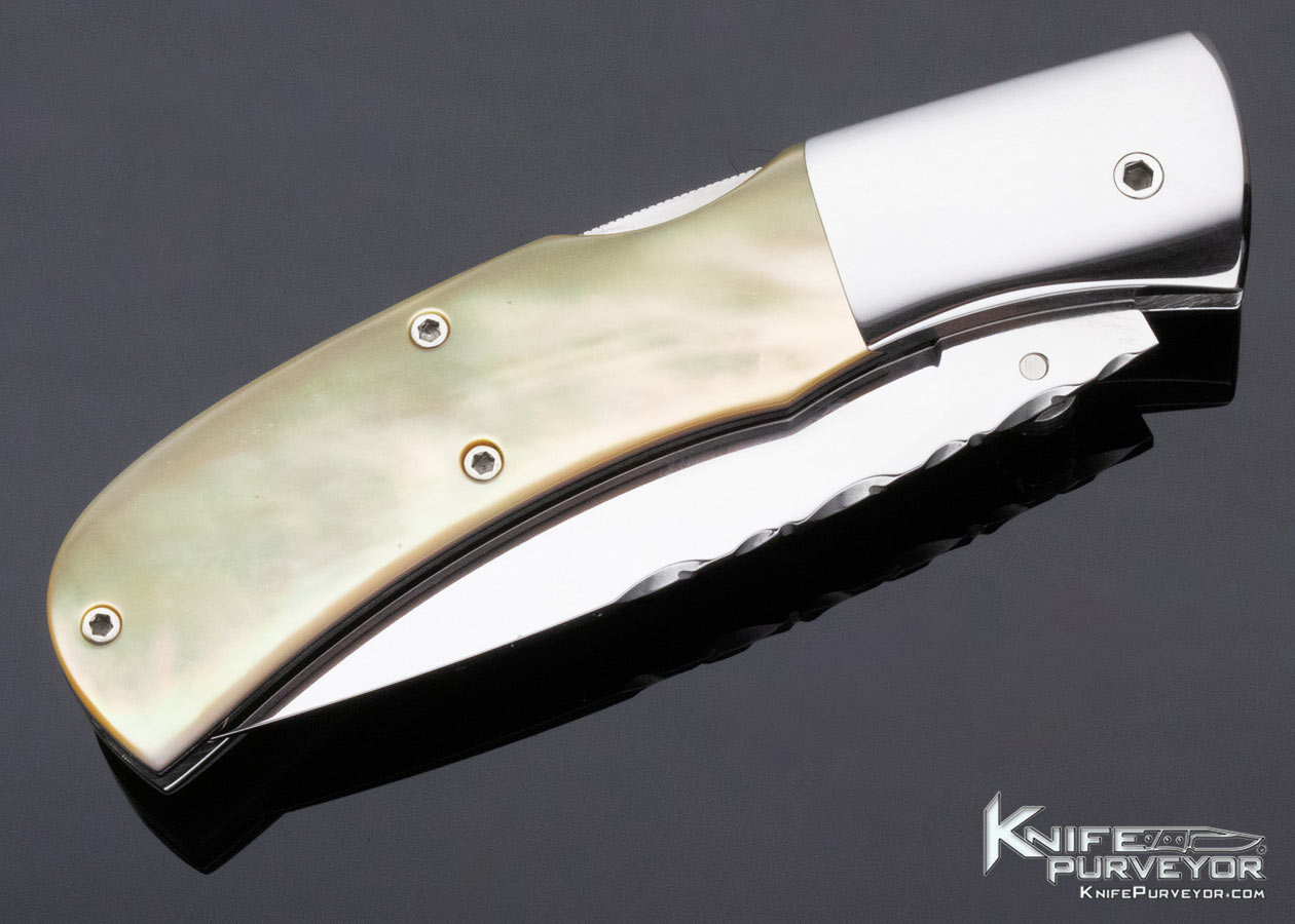 Charlie Dake Custom Knife South Sea Gold Lip Pearl Closed Midlock - Image 4