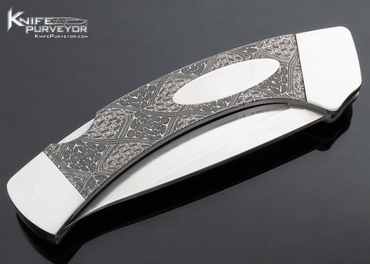 Drew Custom Knife Double Action Covert Escutcheon Release Damascus Lockback Automatic - Image 4