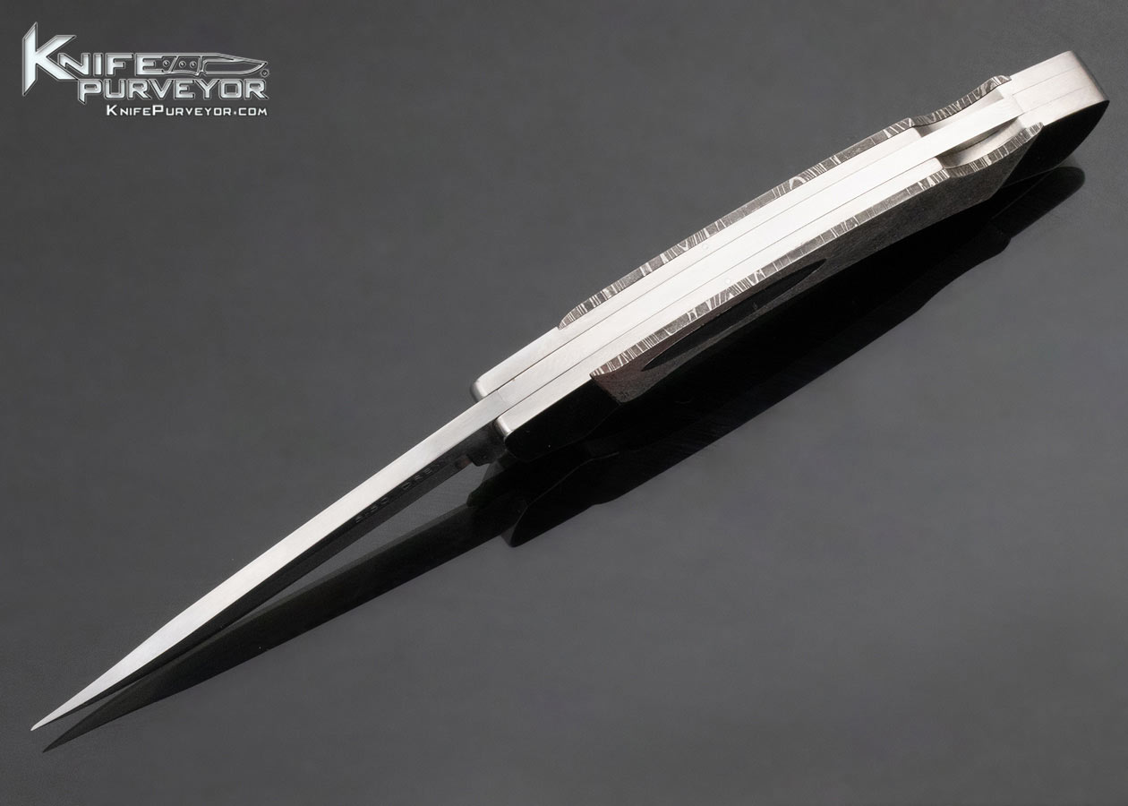Drew Custom Knife Double Action Covert Escutcheon Release Damascus Lockback Automatic - Image 6