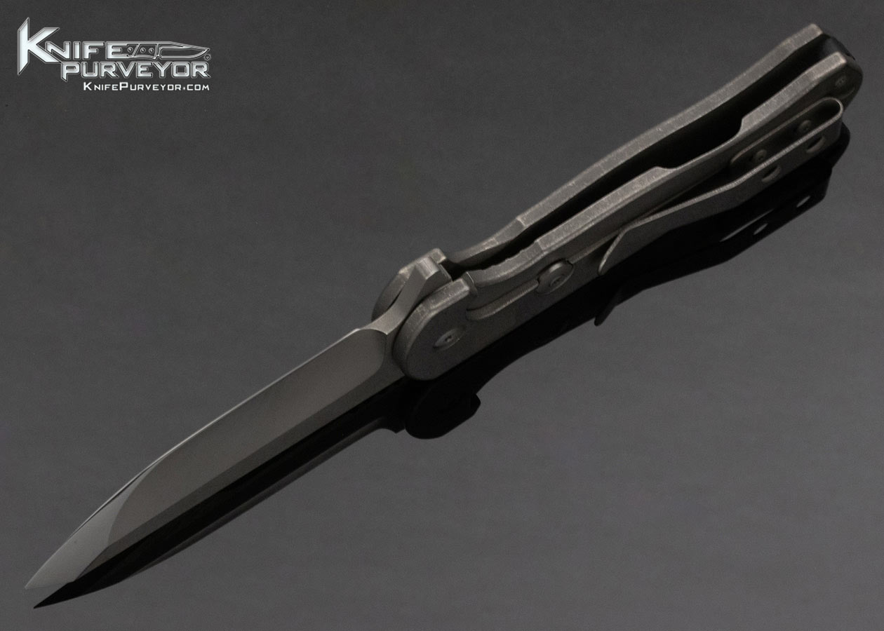 Horton Fellhoelter Custom Knife Chisel Grind with Polished Tip with Frag Pattern Carbon Fiber InsertFrame Lock Flipper 13489