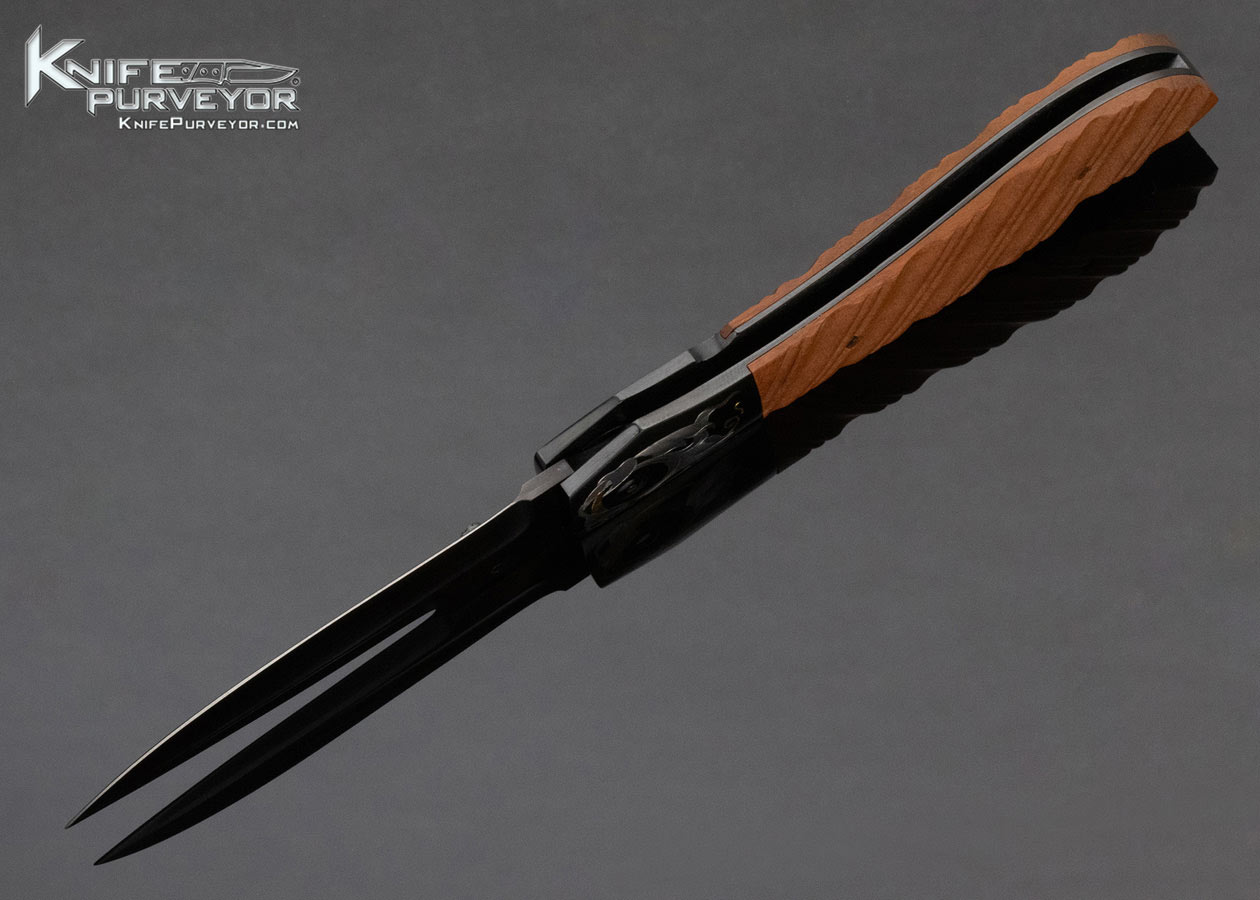 Jim Minnick Custom Knife Blued Sole Authorship Engraved with Pink Ivory Wood Lockback - Image 6