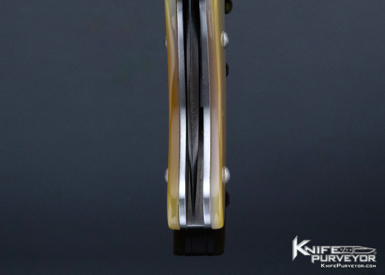 Jot Singh Khalsa Custom Knife Opel, Damascus and Gold Lip Pearl Linerlock - Image 7