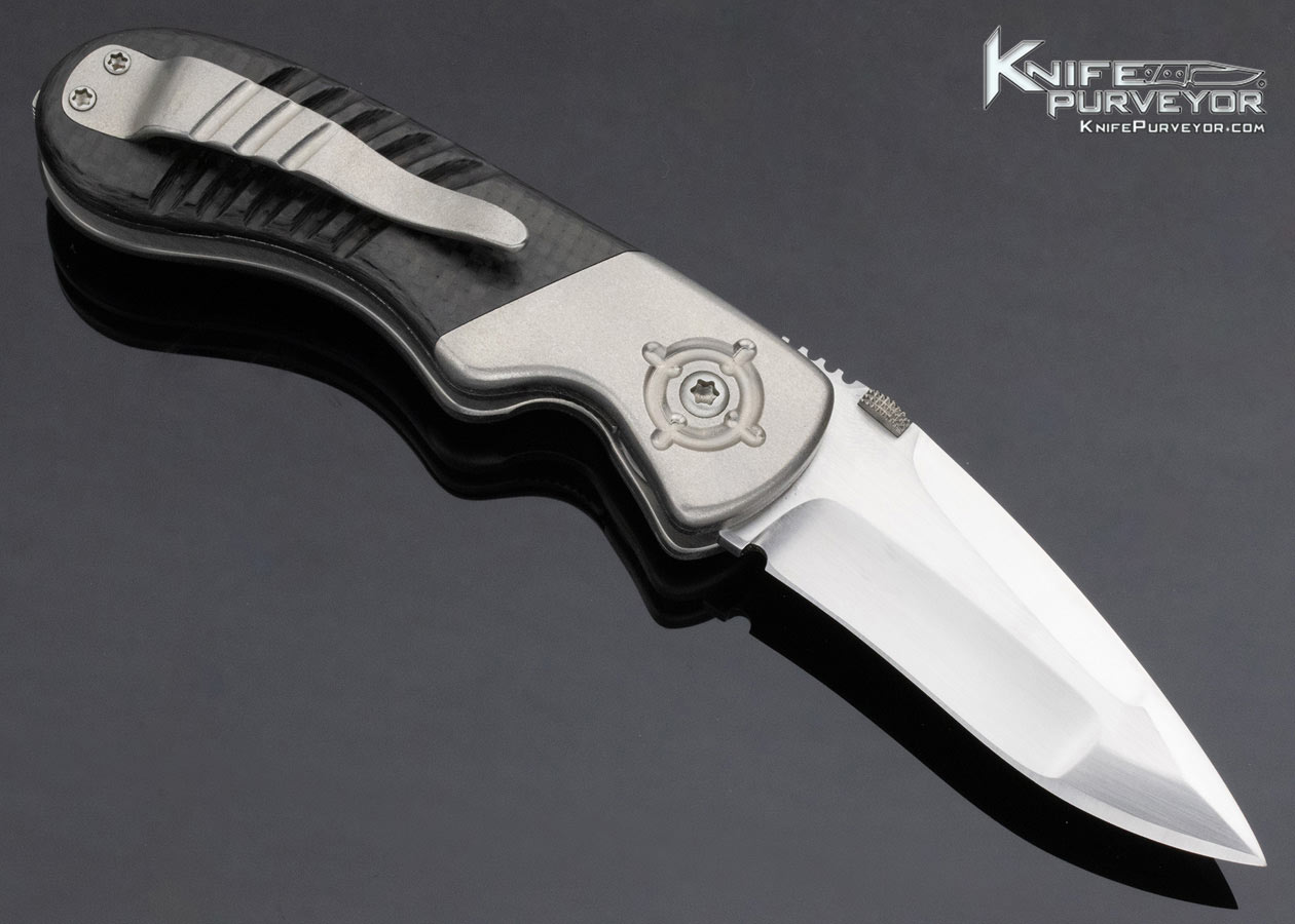 Sal Manaro Custom Knife Carbon Fiber Arrow Grind Bullseye Mini Frame Lock - Image 3