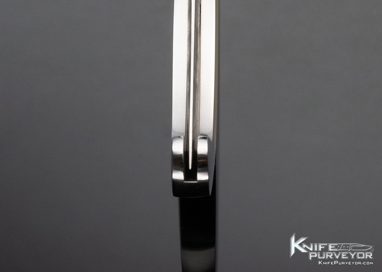 Warren Osborne Custom Knife South Sea Gold Lip Pearl Interframe Lockback with Mike Norris Damascus Blade - Image 8