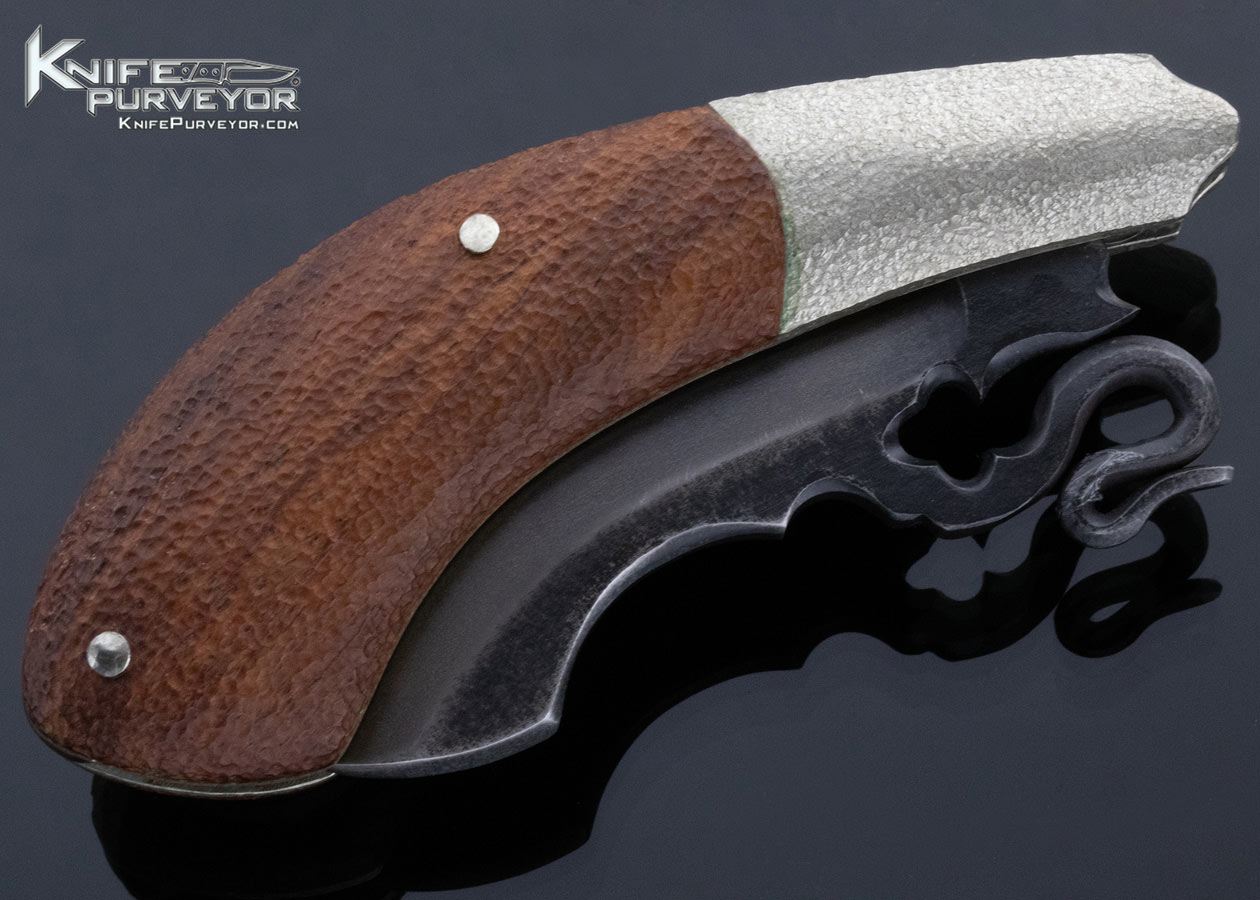 Hidetoshi Nakayama Custom Knife Burmese Padauk Wood with Silver Skulls Slip Joint - Image 4