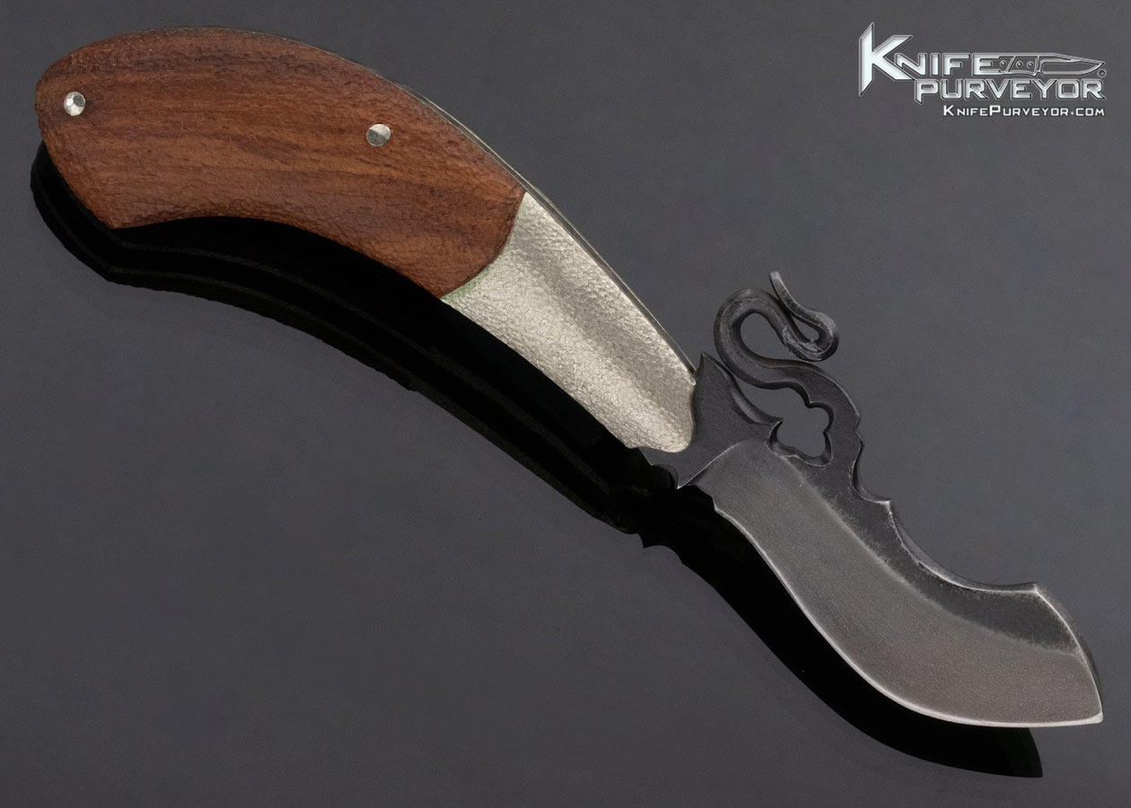 Hidetoshi Nakayama Custom Knife Burmese Padauk Wood with Silver Skulls Slip Joint - Image 3