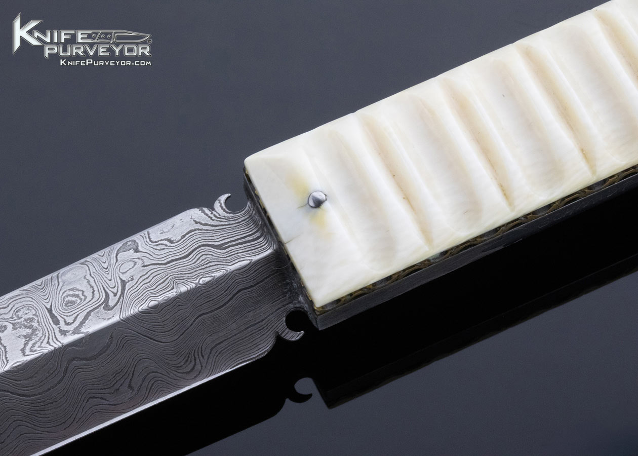 Jim Schmidt Custom Knife Fluted Mammoth and Sole Authorship Damascus Assassin's Sleeve Dagger with Scabbard - Image 2
