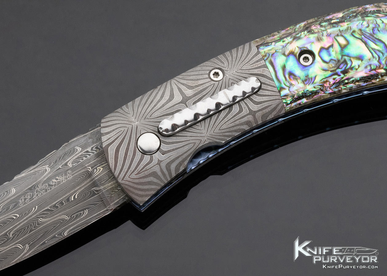Joe Pardue Custom Knife Robert Eggerling and Abalone Linerlock Automatic - Image 2